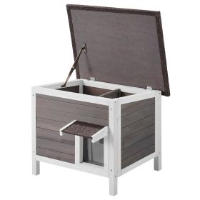 VEVOR Outdoor Cat House Wooden Feral Cat Shelter with Roof & PVC Door Flaps (Default: Default)